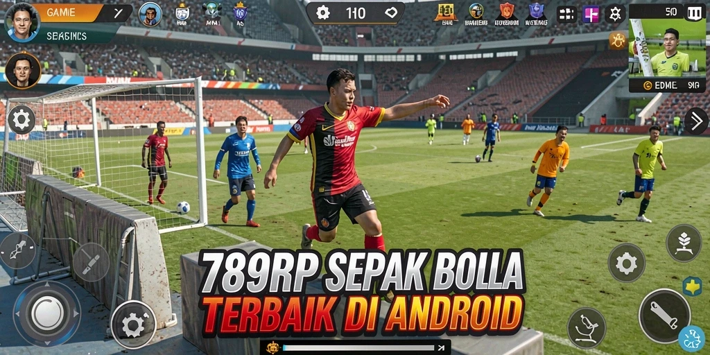 Screenshot gameplay 789RP menampilkan aksi seru di lapangan sepak bola.
