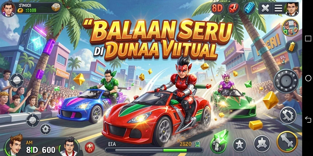 Tampilan menarik dari gameplay balapan di 8ID yang mendebarkan.