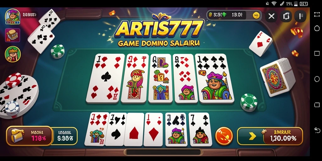 Screenshot ARTIS777 menunjukkan antarmuka permainan Domino yang menarik dan seru.
