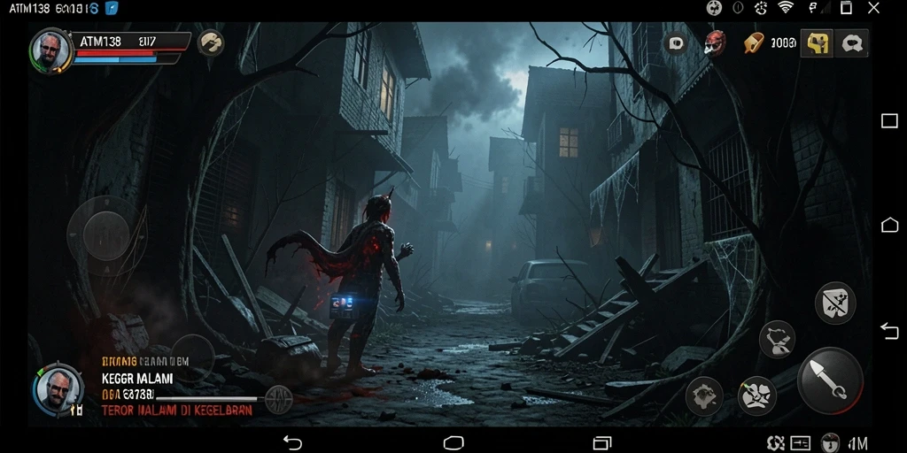 Screenshot utama <strong>ATM138</strong> menampilkan gameplay yang mencekam dan suasana yang gelap.