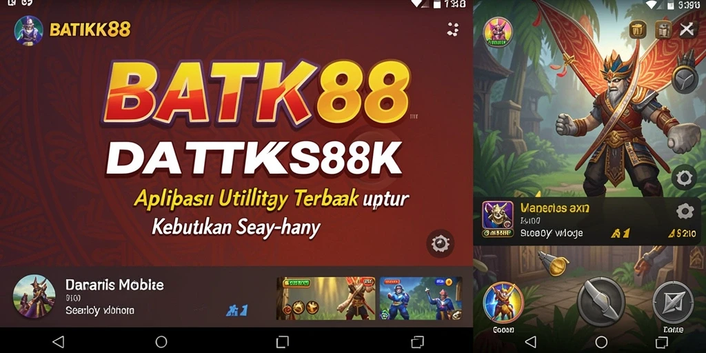 Tampilan utama aplikasi BATIK88 dengan fitur utilitas yang beragam.