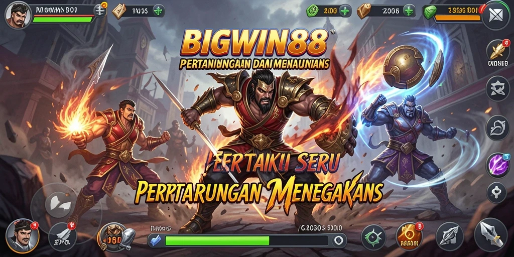 Tampilan utama gameplay BIGWIN88 yang menampilkan pertarungan epik.