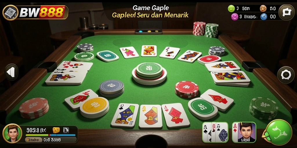 Tampilan gameplay Gaple yang seru dan menegangkan dalam BW888.