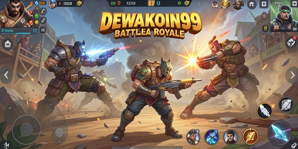 Gambaran gameplay seru DEWAKOIN99 yang penuh aksi Battle Royale.