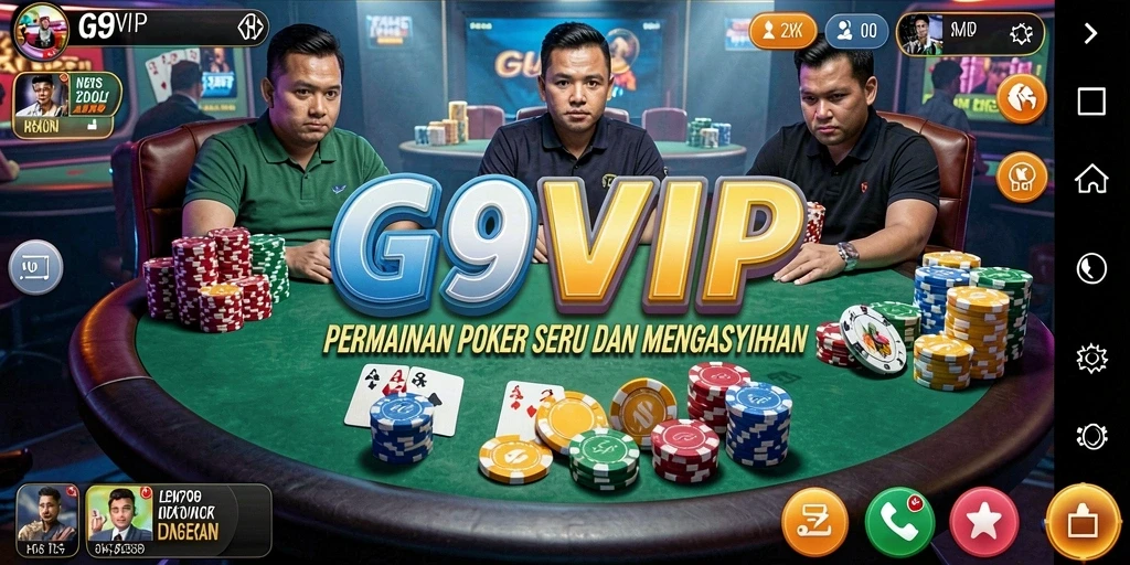 Tangkapan layar gameplay G9VIP yang menampilkan aksi Poker seru.
