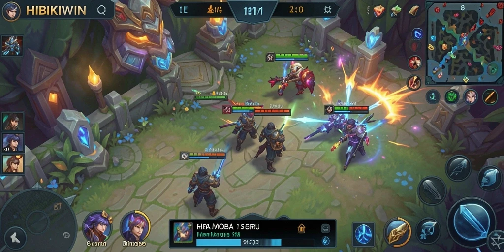 Tampilan gameplay menarik dari HIBIKIWIN dengan strategi MOBA yang seru.