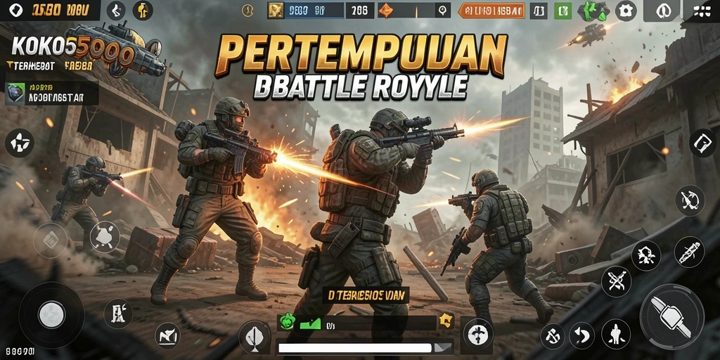 Gameplay seru di KOKO5000 dengan aksi Battle Royale yang mendebarkan.