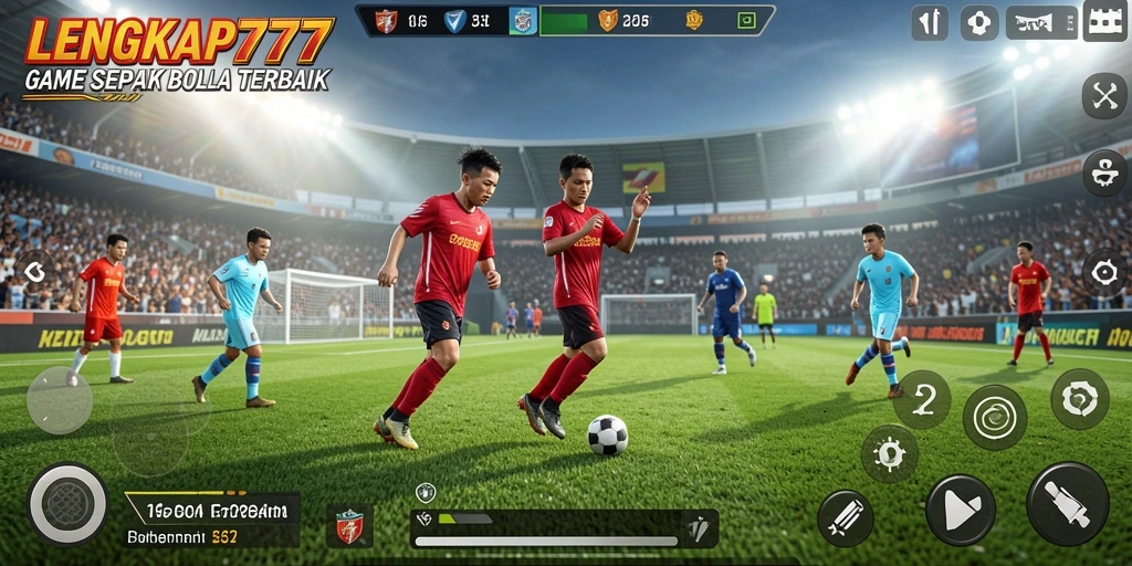 Tampilan gameplay mendebarkan dari LENGKAP777 saat pertandingan sepak bola berlangsung.