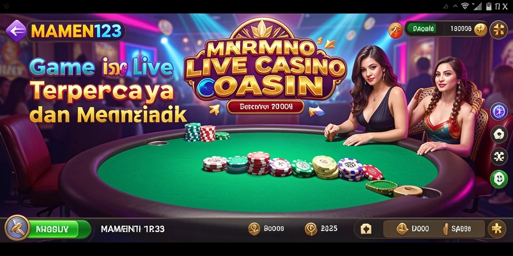 Tampilan cinematic dari permainan Live Casino MAMEN123 yang menarik.