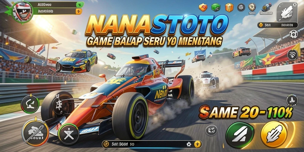 Tampilan gameplay NANASTOTO yang menegangkan di trek balap.