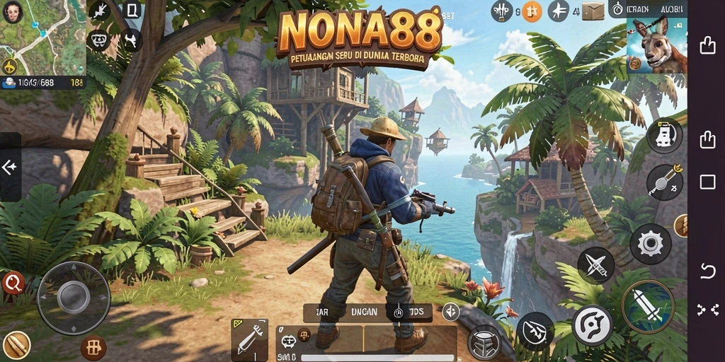 Screenshot gameplay NONA88 menampilkan perpaduan petualangan di dunia terbuka.