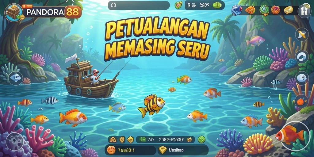 Screenshot gameplay PANDORA88 yang menunjukkan aksi memancing yang seru.