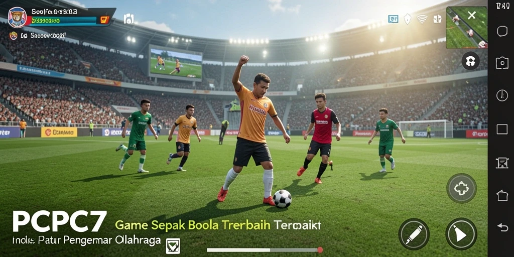 Gameplay PCPC7 yang mendebarkan dengan aksi sepak bola penuh strategi.