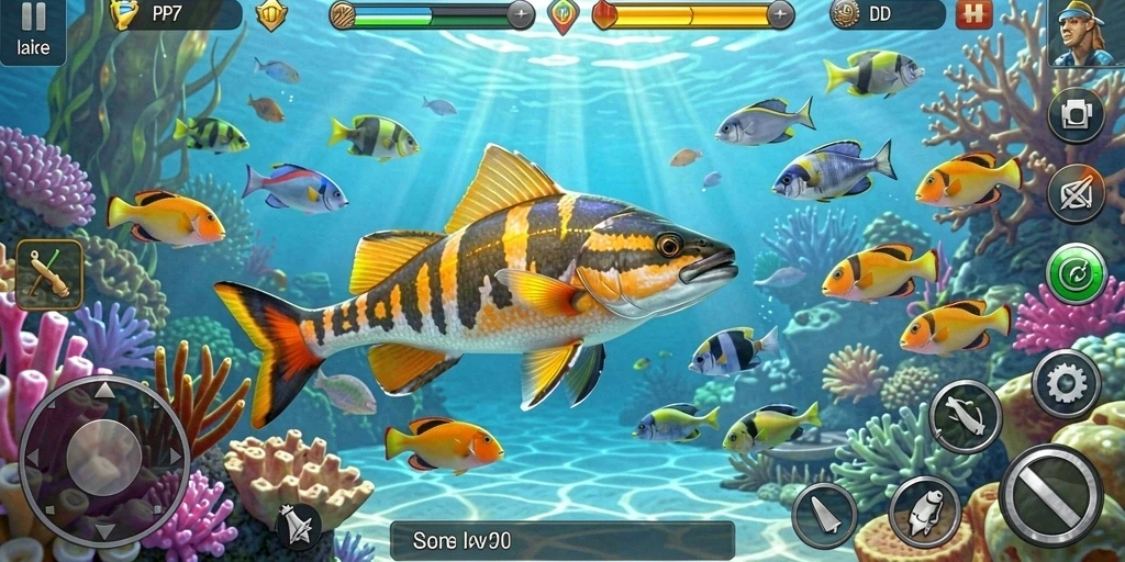 Tampilan screenshot utama PP7 saat action menembak ikan.