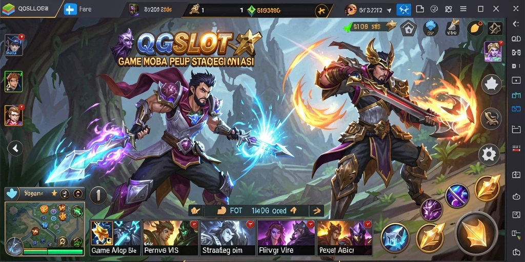 Tampilan mendebarkan dari gameplay di QQSLOT MOBA.