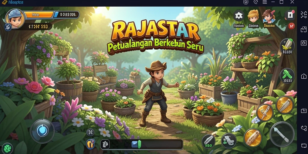 Tampilan gameplay menawan dari RAJASTAR dengan aktivitas bertani yang seru.