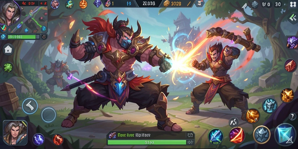 Gameplay seru RAWONTOTO dalam pertarungan MOBA.