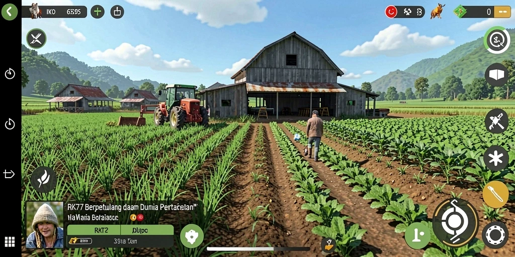 Tangkapan layar RK77 menunjukkan pengalaman gameplay pertanian yang imersif.