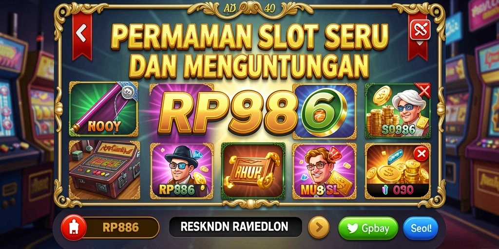 Screenshot utama RP886 yang menunjukkan gameplay Slot yang mendebarkan.