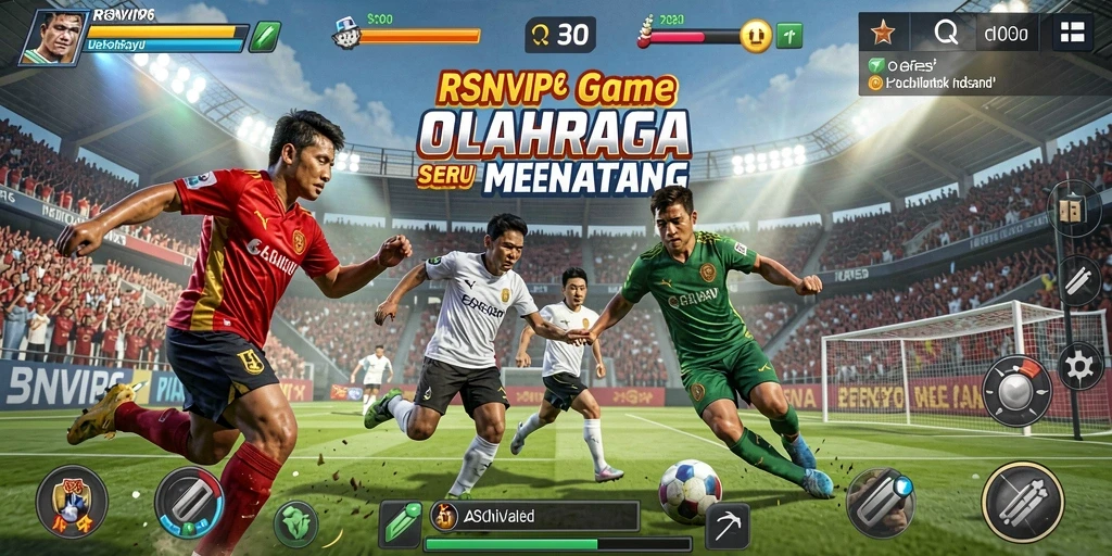 Screenshot gameplay RSNVIP6 menunjukkan aksi seru di lapangan olahraga.