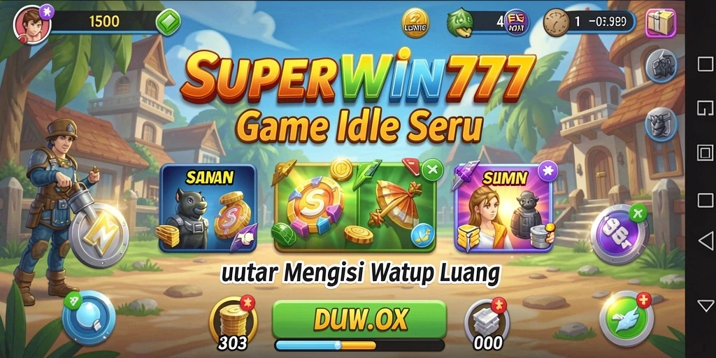 Tangkapan layar utama SUPERWIN777 menampilkan gameplay idle yang mengasyikkan.