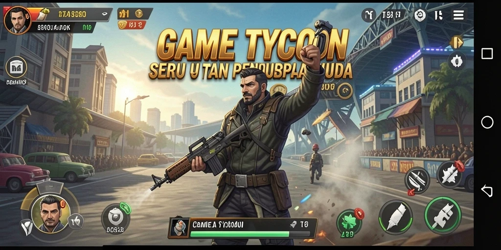 Tampilan gameplay T6 yang menggambarkan manajemen bisnis Tycoon.