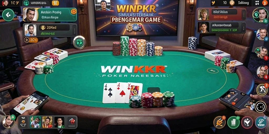 Screenshot gameplay WINPKR menampilkan suasana poker yang mendebarkan.