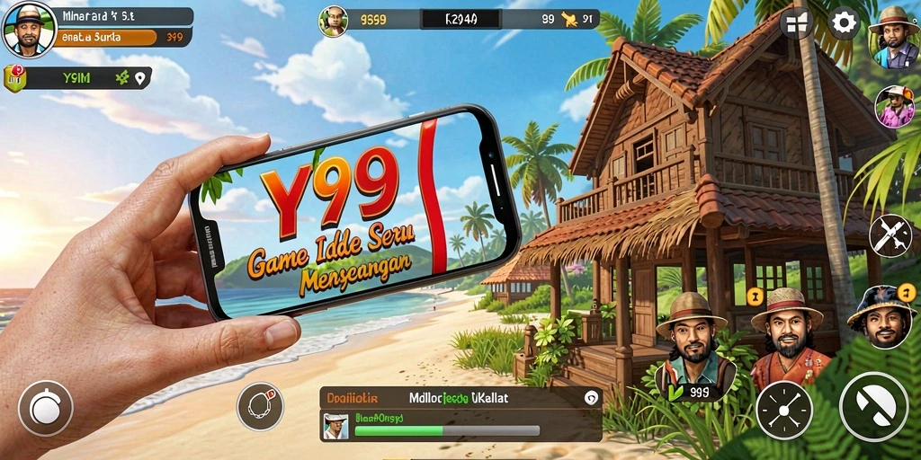 Tampilan screenshot Y89 memperlihatkan karakter yang asyik bekerja dalam game Idle.