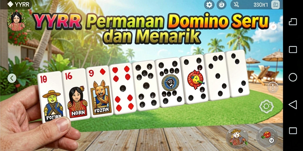 Tampilan gameplay Domino yang seru dan interaktif di YYRR.