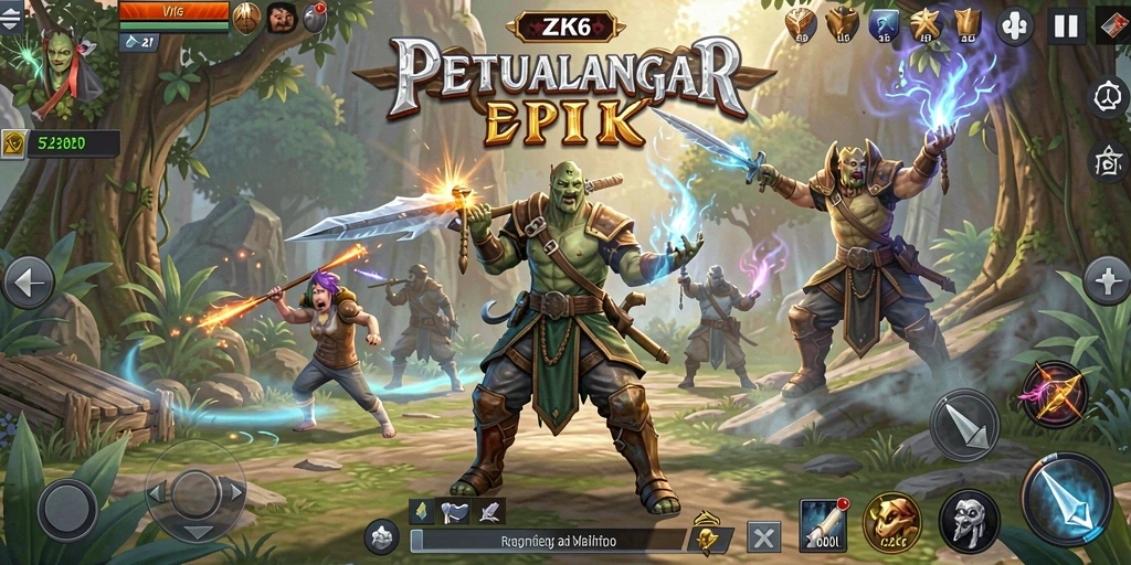 Screenshot gameplay ZK6 menampilkan pertarungan seru dalam dunia RPG.